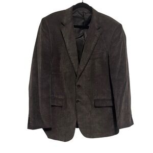 Alan Flusser Mens Brown Gray Corduroy Sport Coat Blazer Jacket Size 46L Holiday